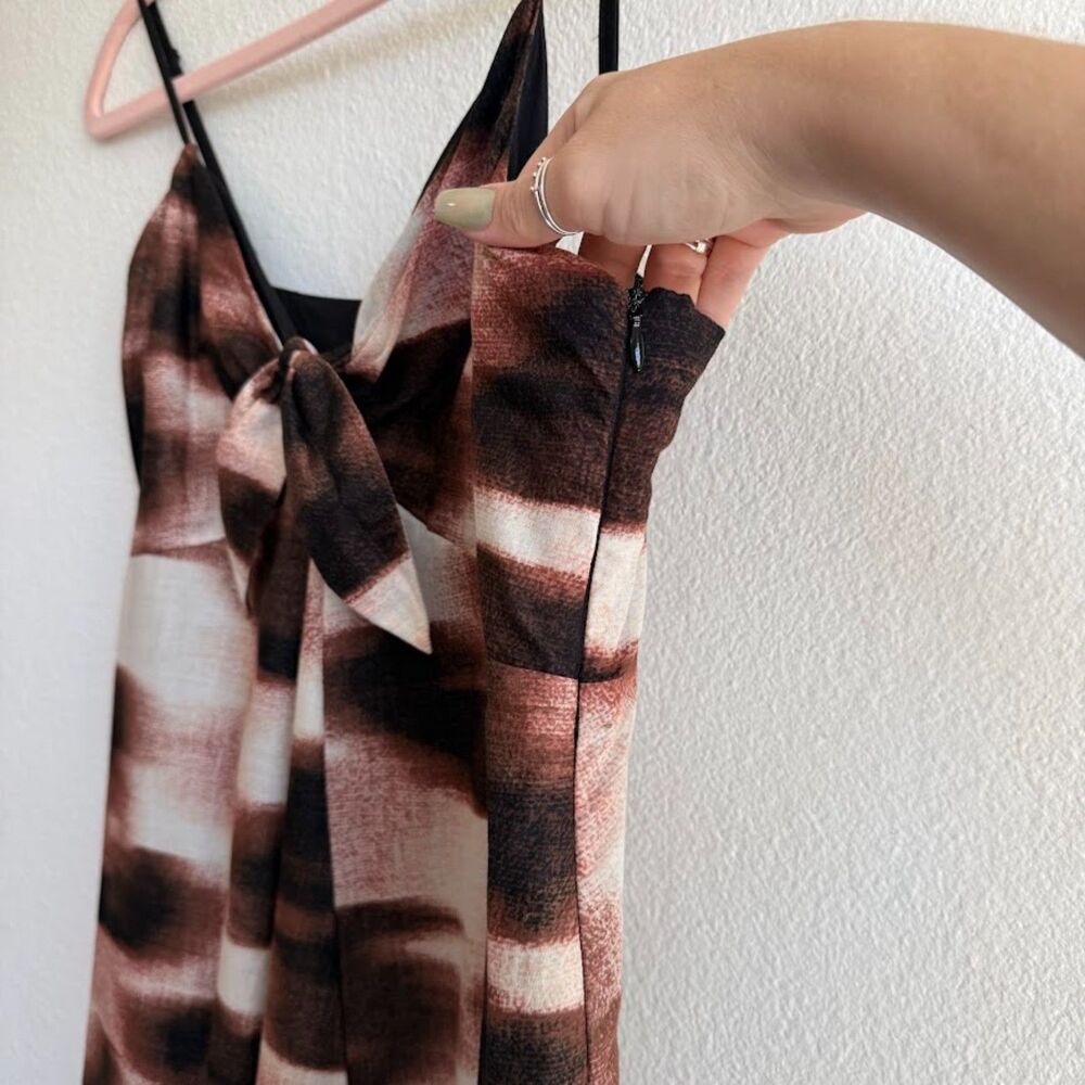 DKNY 100% Cotton Knotted Tie Front Maxi Sun Dress in Brown Ombre Stripe size M - Picture 6 of 16